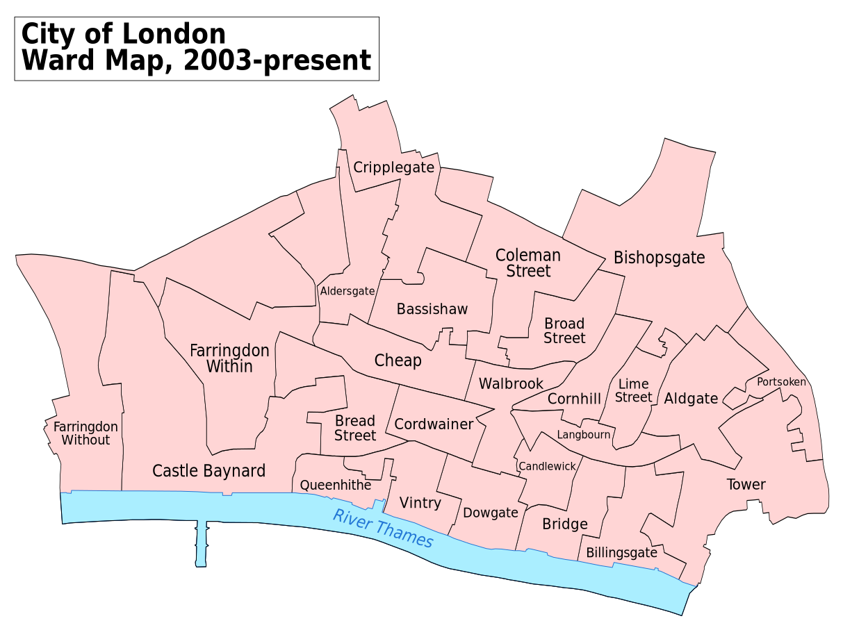 Le circoscrizioni della City of London nel 2003